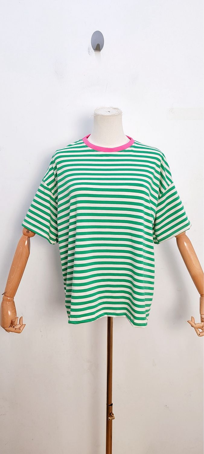 Frankie striped t-shirt - korte mouwen - groen &amp; wit