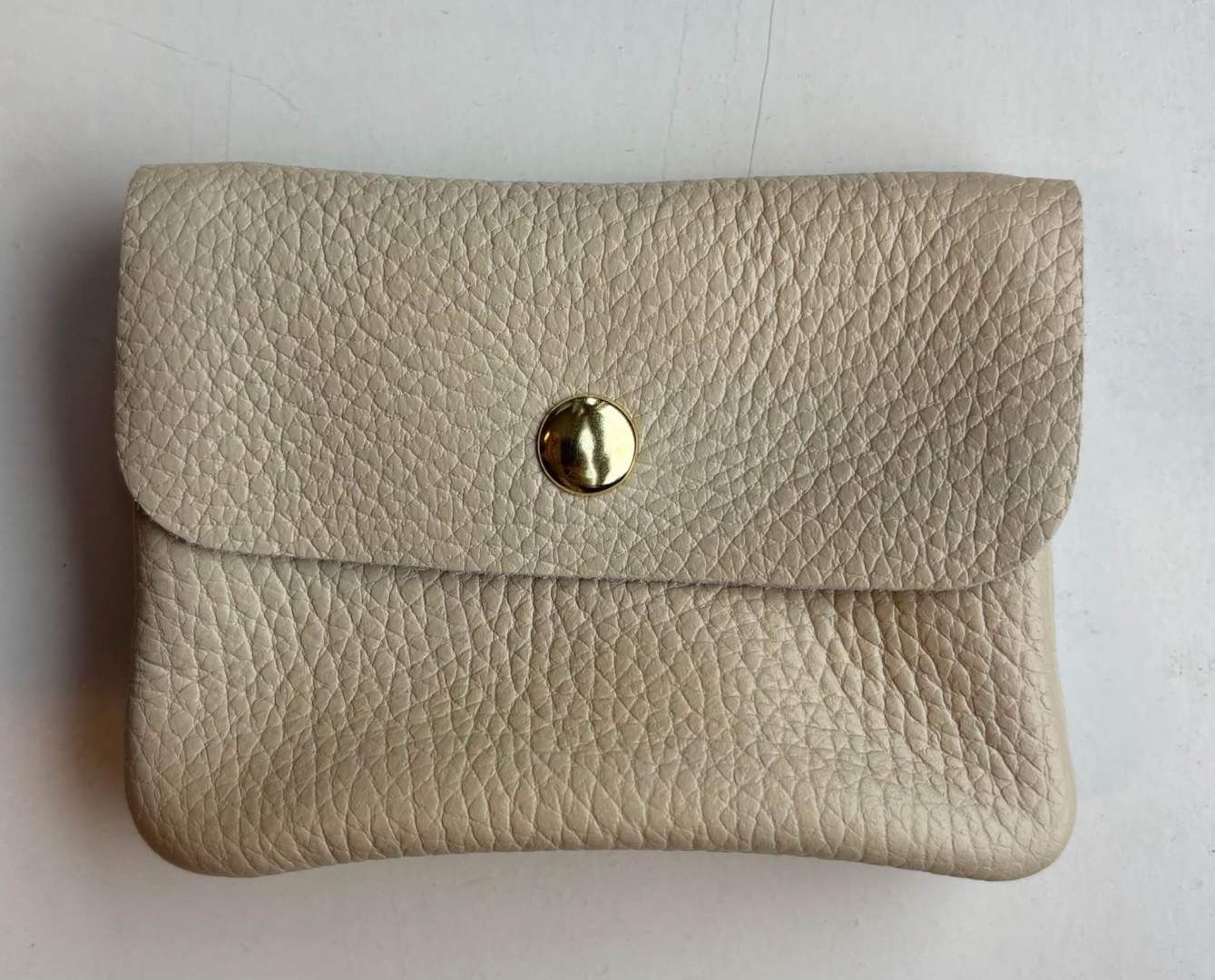 Lederen portefeuille - beige