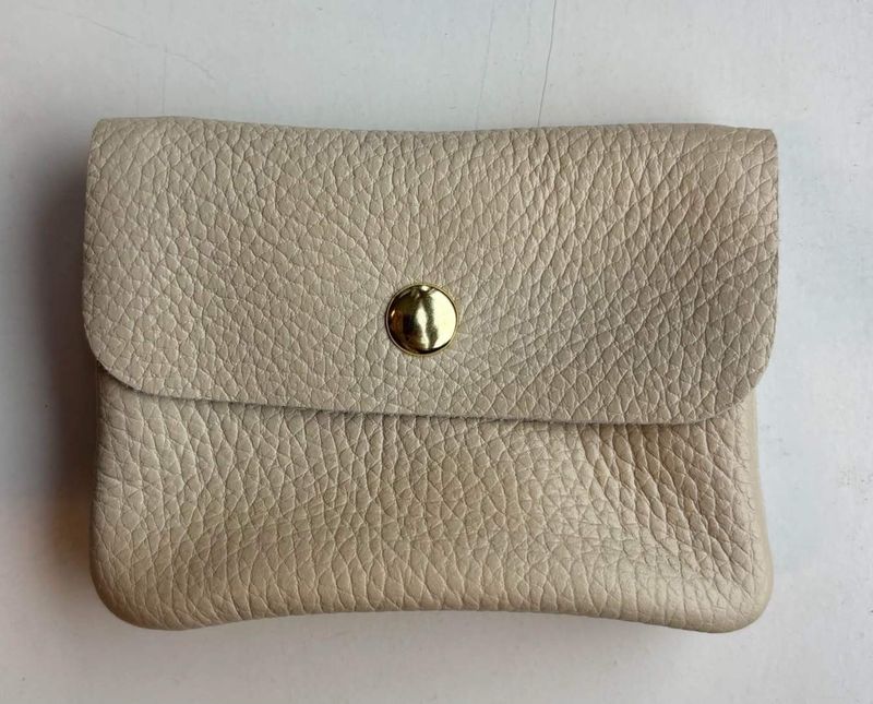 Lederen portefeuille - beige