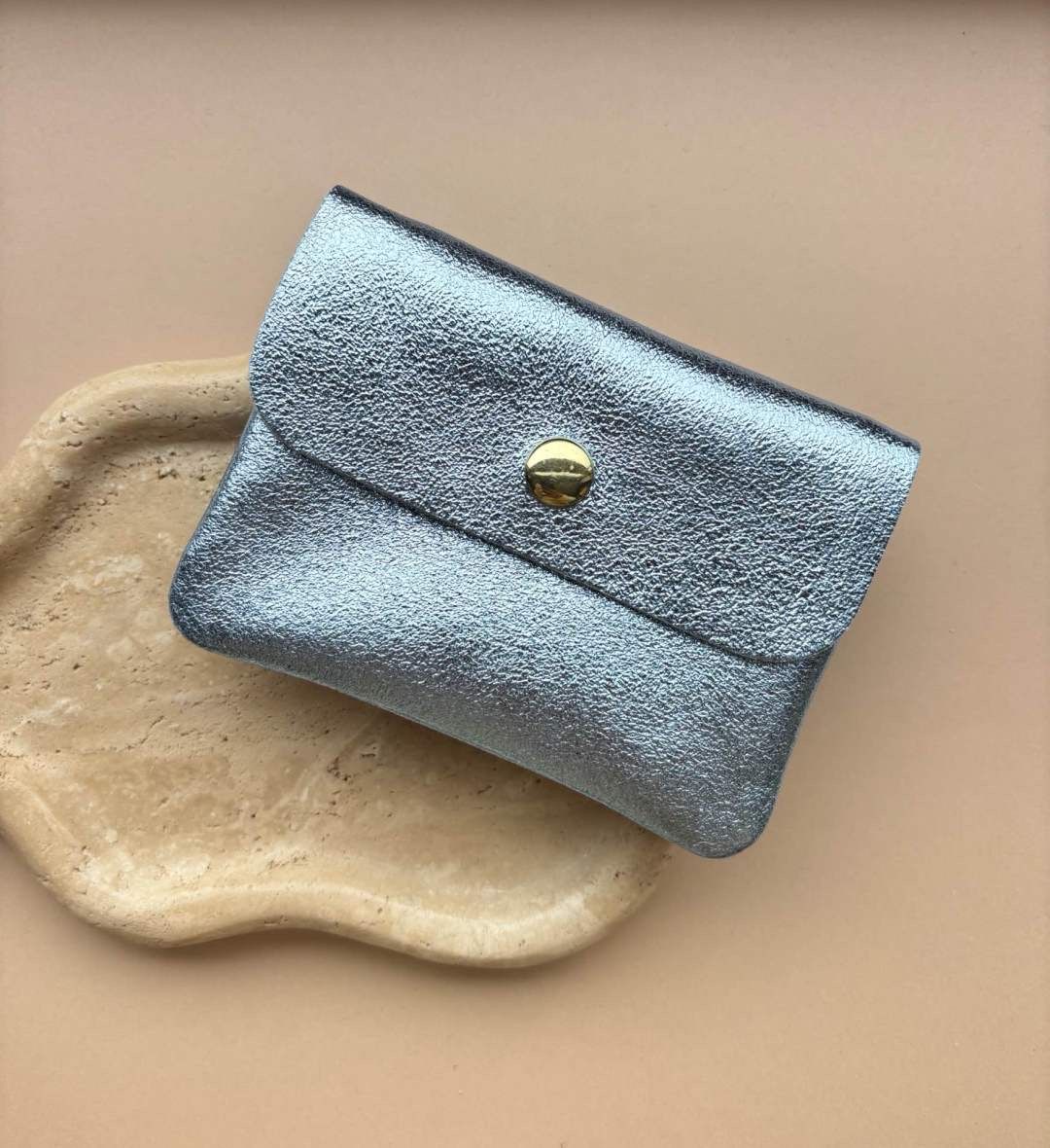 Metallic portefeuille - lichtblauw