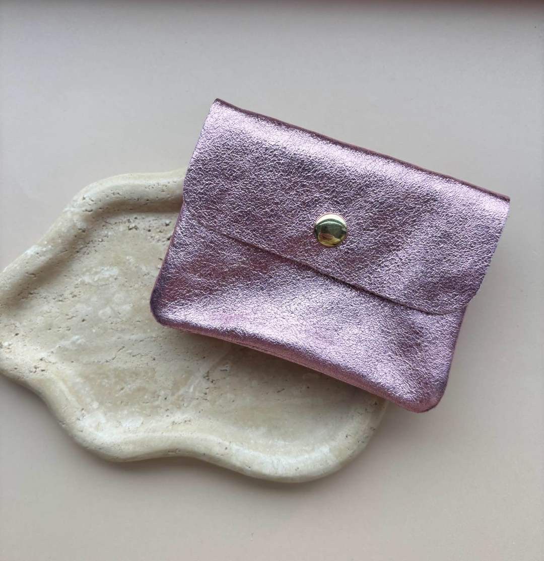 Metallic portefeuille - lichtroze