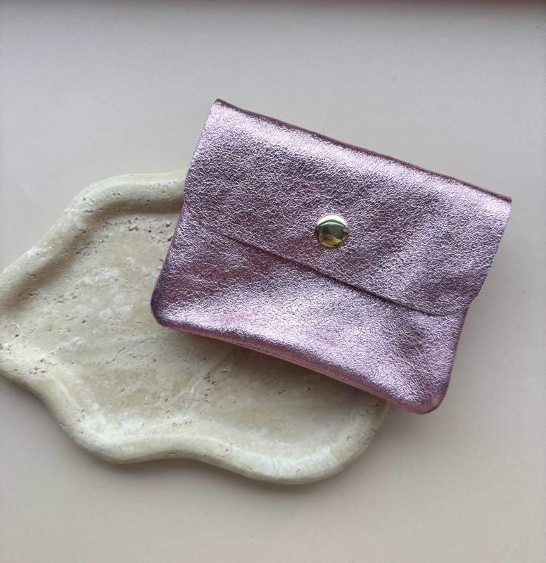 Metallic portefeuille - lichtroze