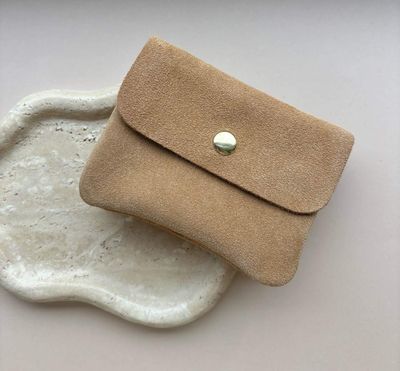 Suède portefeuille - licht cognac