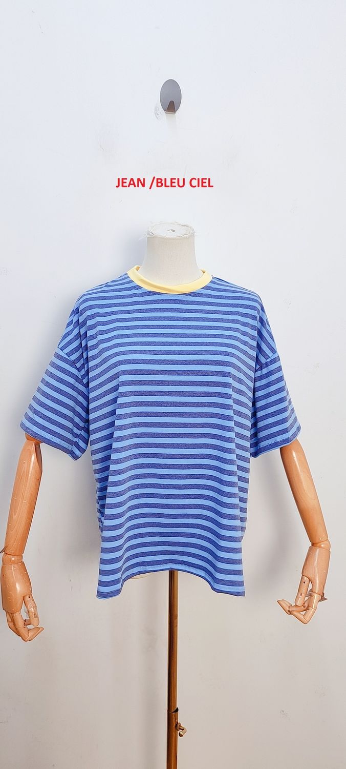 Frankie striped t-shirt - korte mouwen - lichtblauw &amp; jeans
