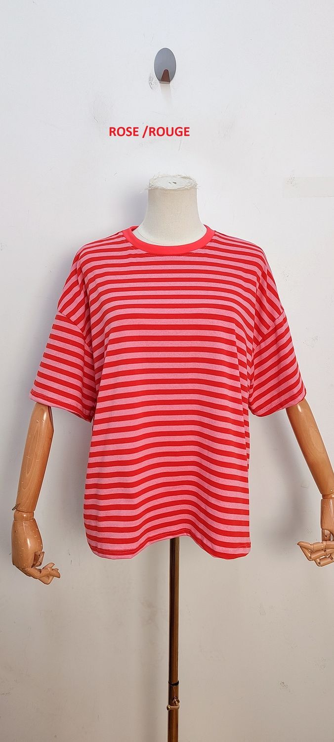 Frankie striped t-shirt - korte mouwen - rood &amp; roze