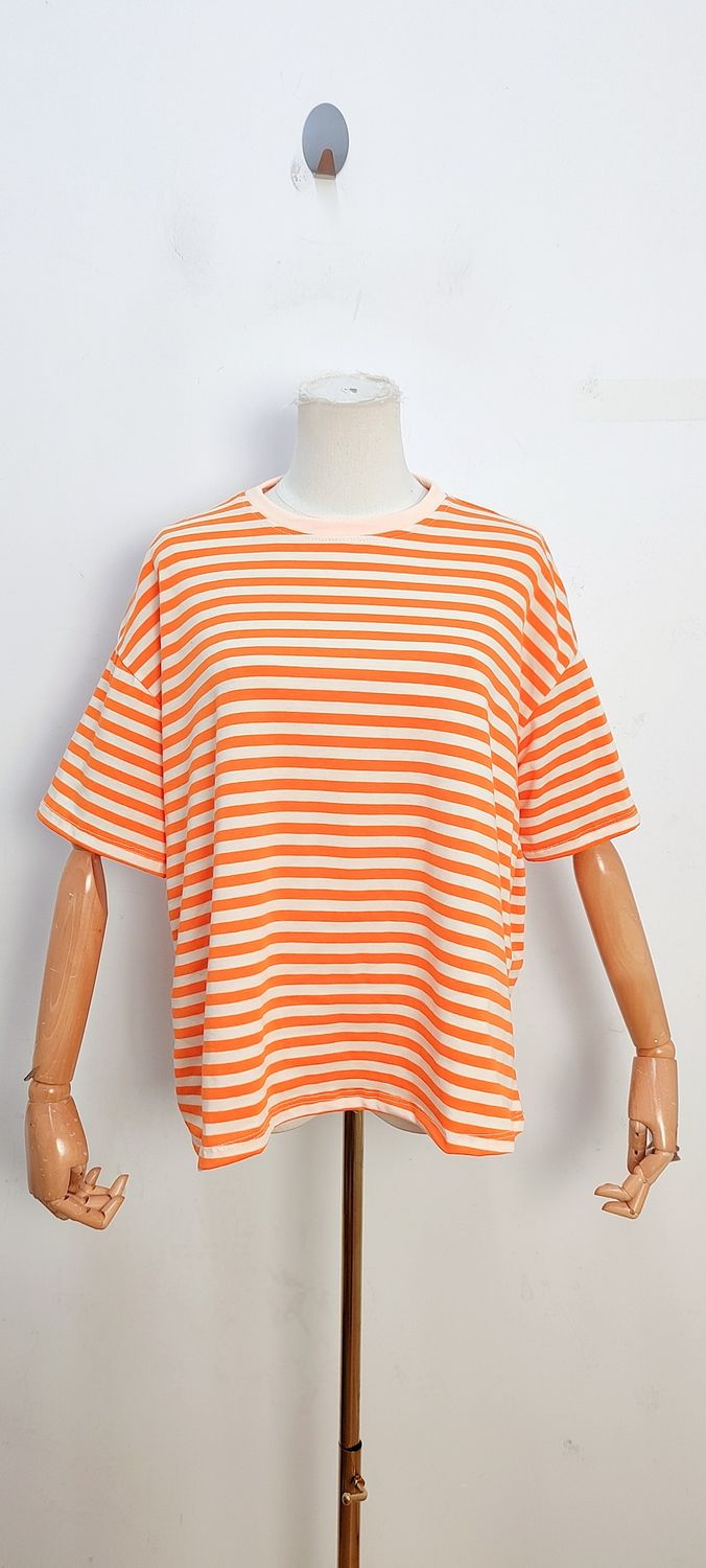 Frankie striped t-shirt - korte mouwen - oranje &amp; wit