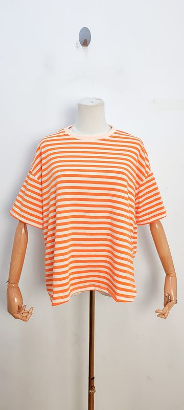 Frankie striped t-shirt - korte mouwen - oranje &amp; wit