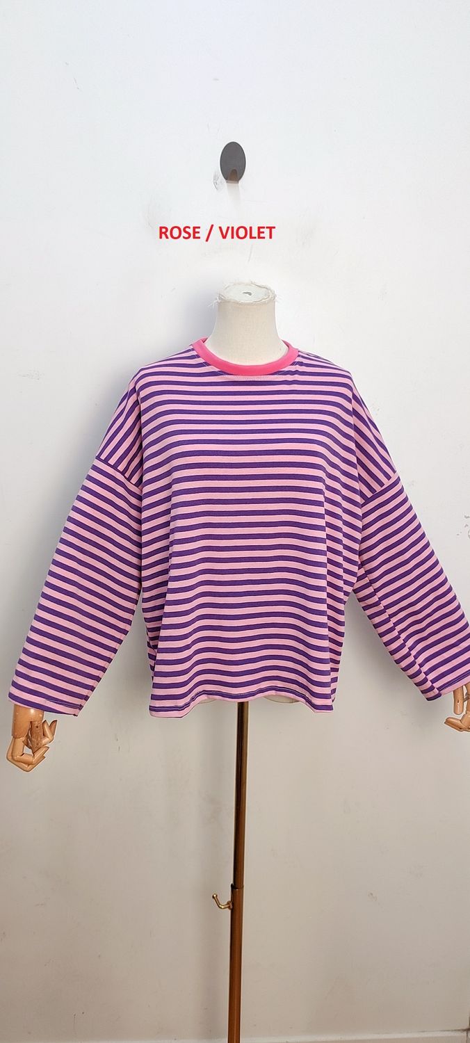 Frankie striped t-shirt - lange mouwen - roze &amp; paars