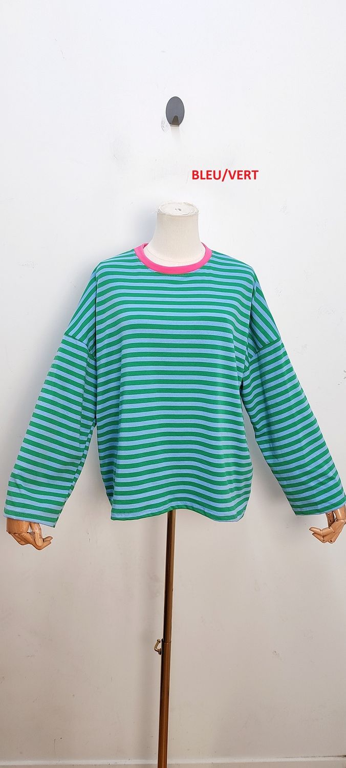 Frankie striped t-shirt - lange mouwen - groen &amp; blauw