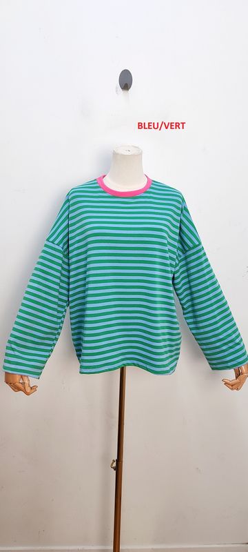 Frankie striped t-shirt - lange mouwen - groen &amp; blauw