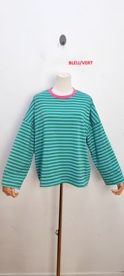 Frankie striped t-shirt - lange mouwen - groen &amp; blauw