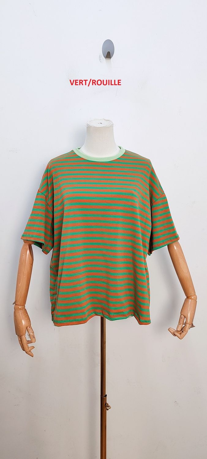 Frankie striped t-shirt - korte mouwen - roest &amp; groen