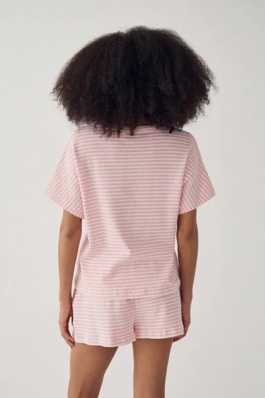Danni t-shirt - lichtroze gestreept