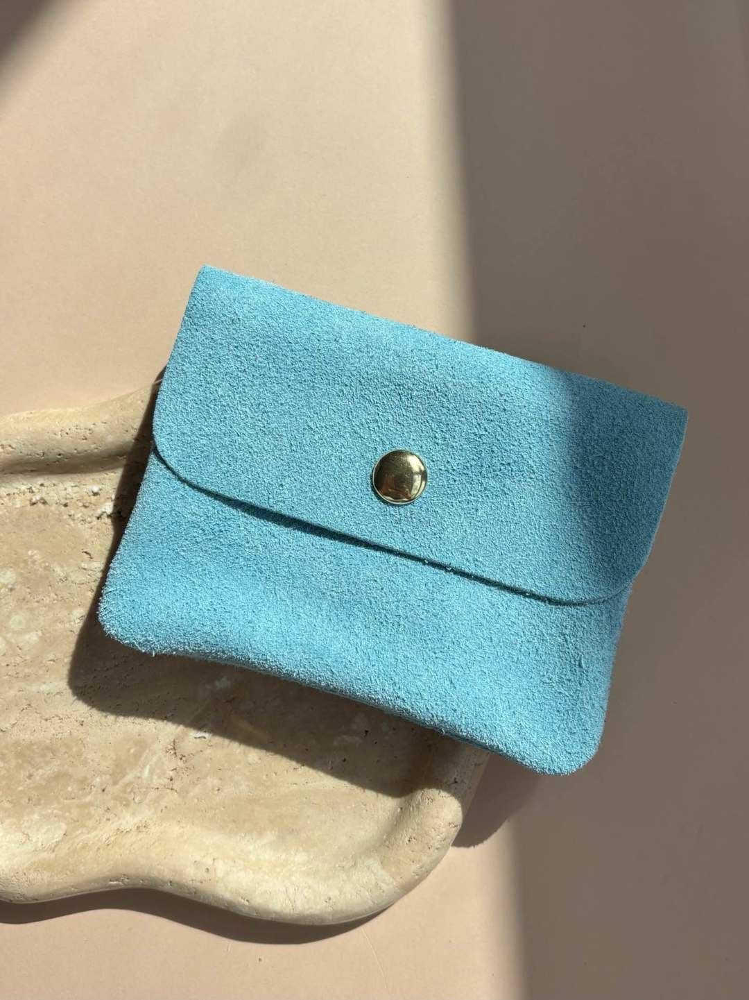 Suède portefeuille - blauw