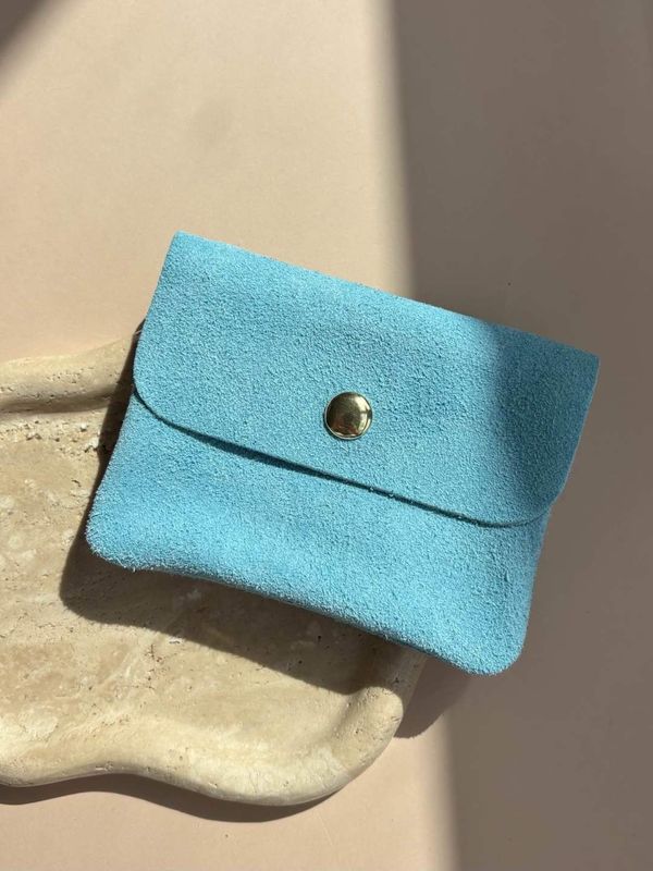 Suède portefeuille - blauw
