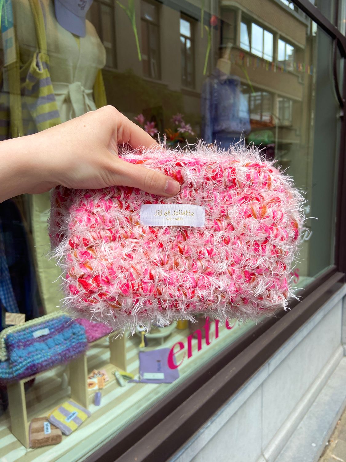 Feather Heather tas - wit &amp; roze - small