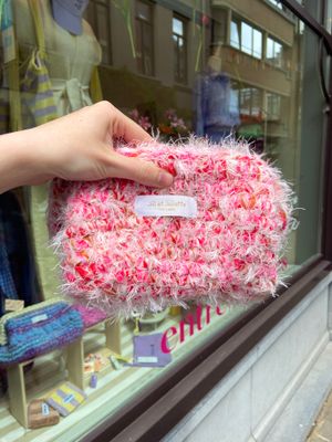 Feather Heather tas - wit &amp; roze - small