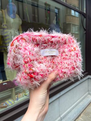 Feather Heather tas - wit &amp; roze - small