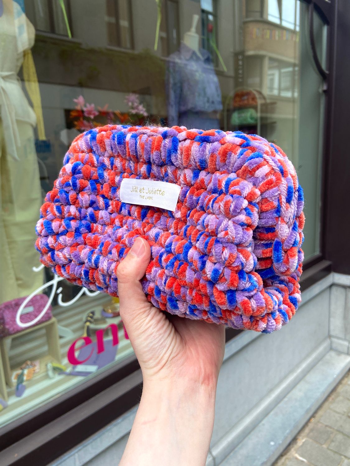 Fluffy Féline tas - paars &amp; blauw multi - small
