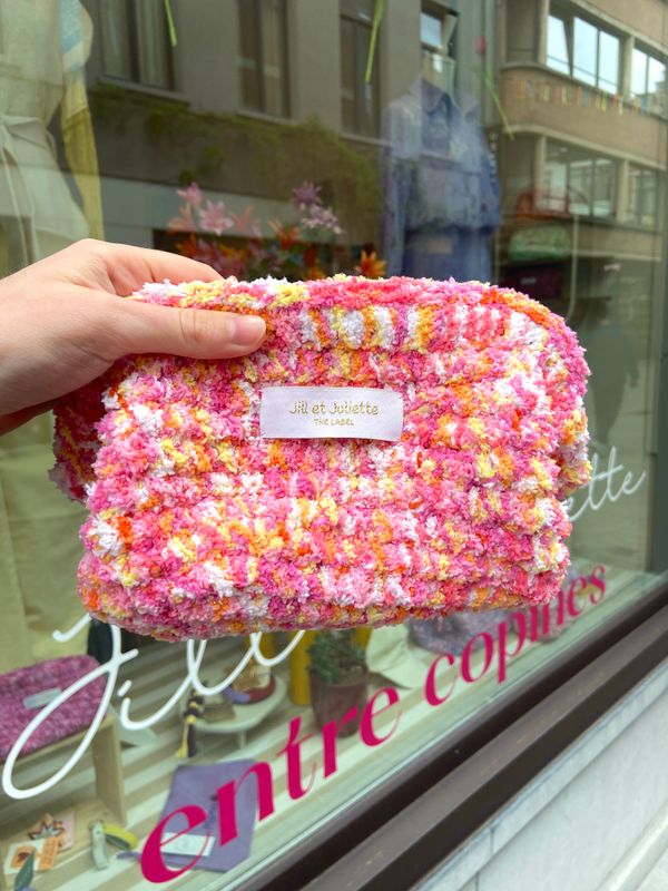 Fluffy Féline tas - roze &amp; oranje - small