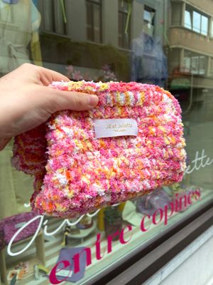 Fluffy Féline tas - roze &amp; oranje - small