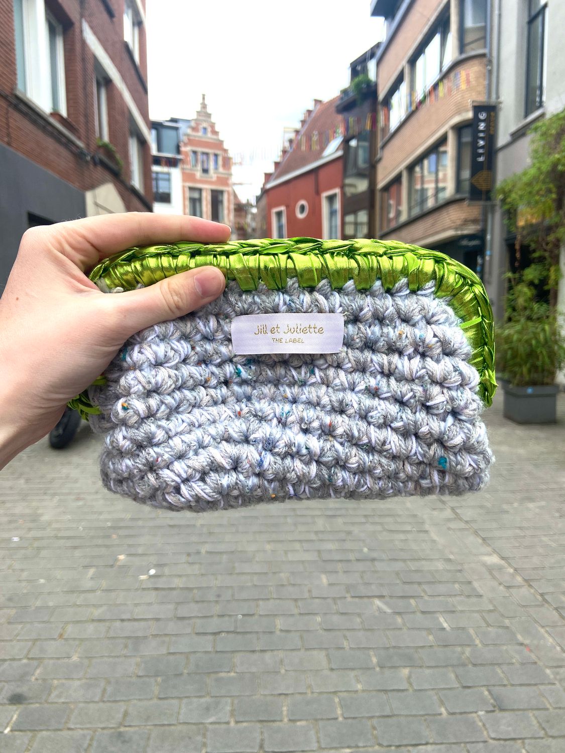Recycled Ruby Metallic tas - grijs &amp; groen - small