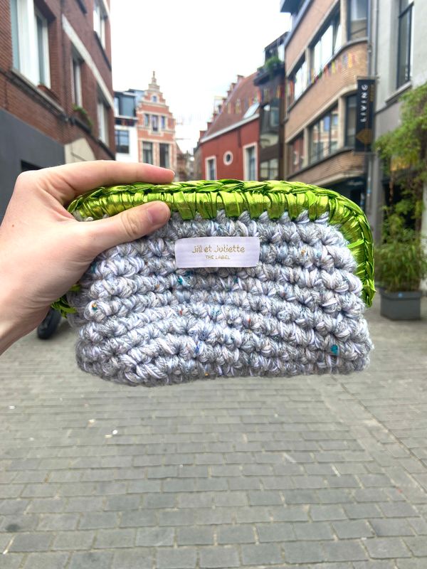 Recycled Ruby Metallic tas - grijs &amp; groen - small