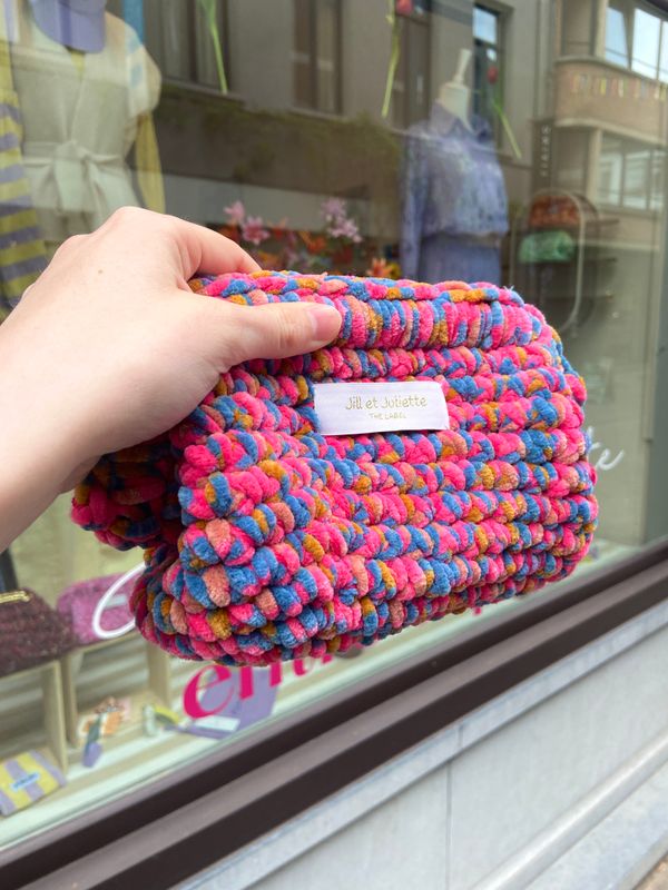 Fluffy Féline tas - roze &amp; blauw multi - small