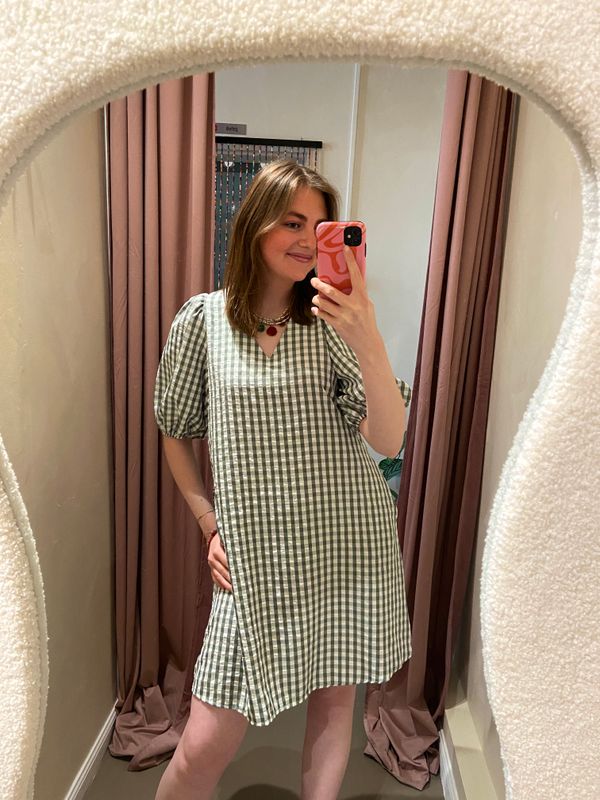Checkered jurk - donkergroen