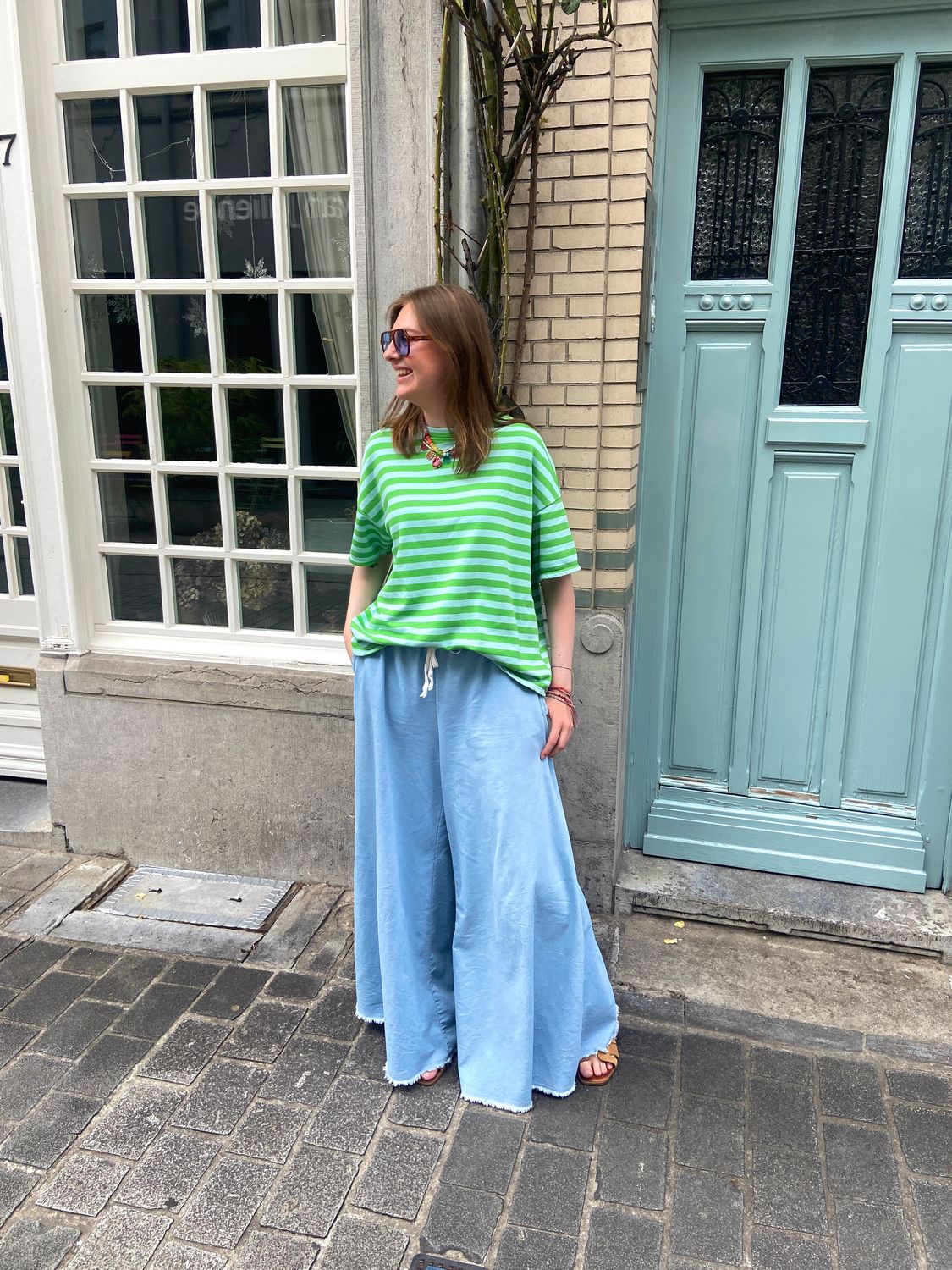 Lola t-shirt - groen &amp; blauw gestreept