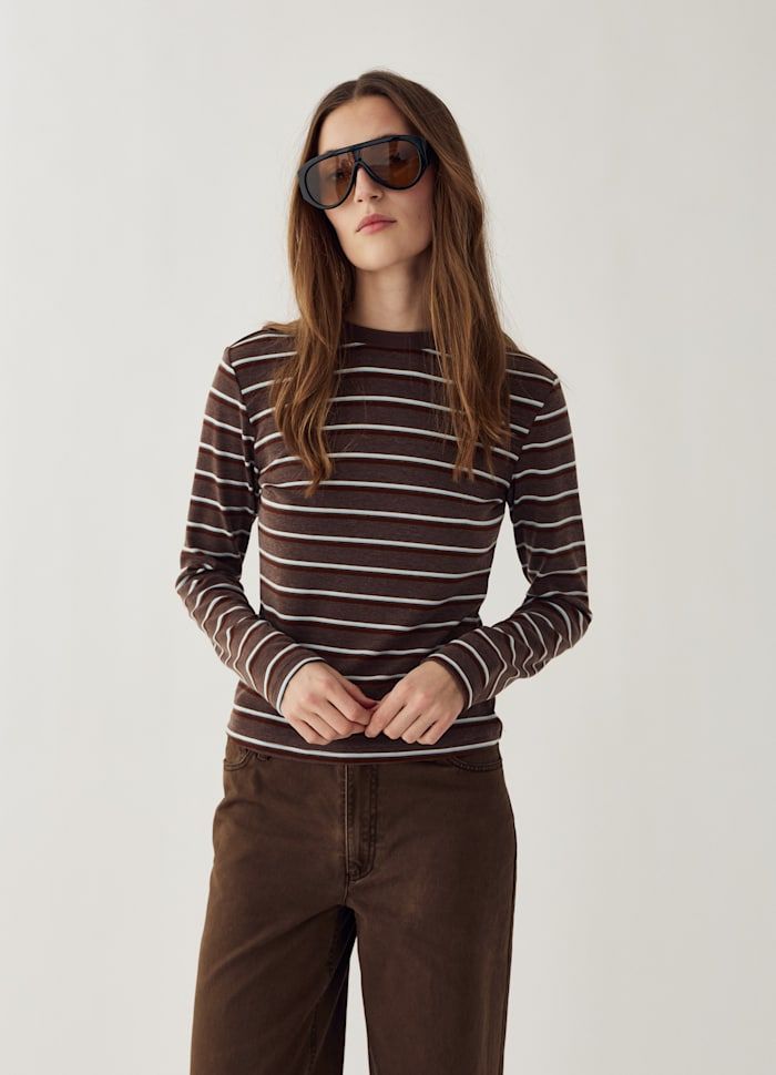 Linsie t-shirt - bruin gestreept