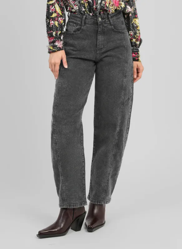 Barrel jeans - donkergrijs
