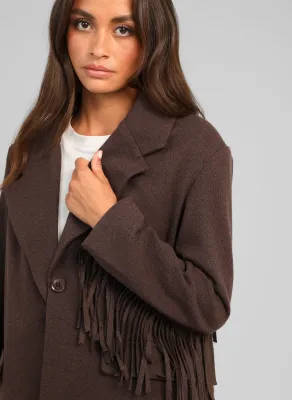 Ruffle blazer - chocoladebruin