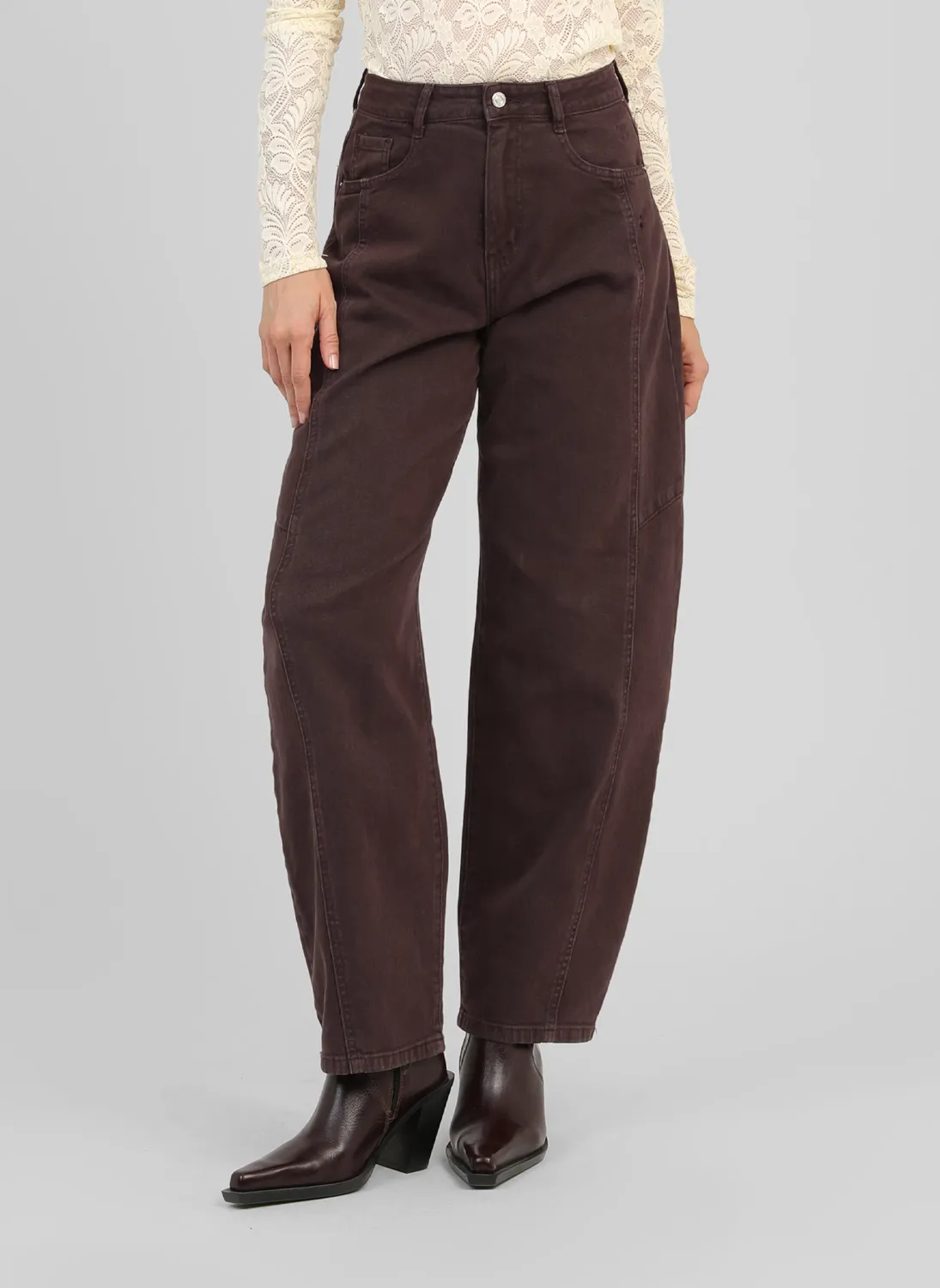 Barrel jeans - chocoladebruin