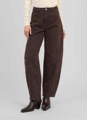 Barrel jeans - chocoladebruin