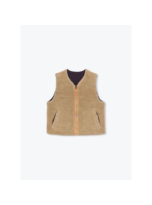 Teddy gilet omkeerbaar - bruin &amp; navy