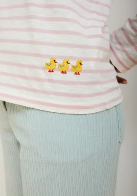 Duck striped t-shirt - groen &amp; roze