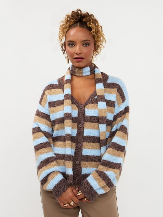 Blue cardigan - blauw &amp; bruin