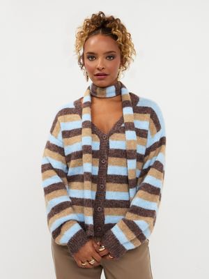 Blue cardigan - blauw &amp; bruin