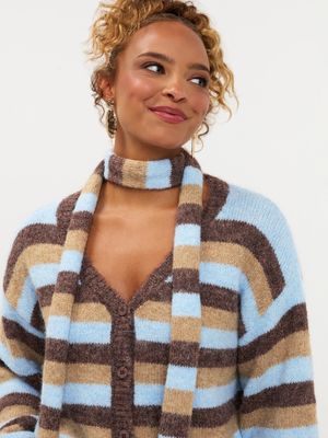 Blue cardigan - blauw &amp; bruin