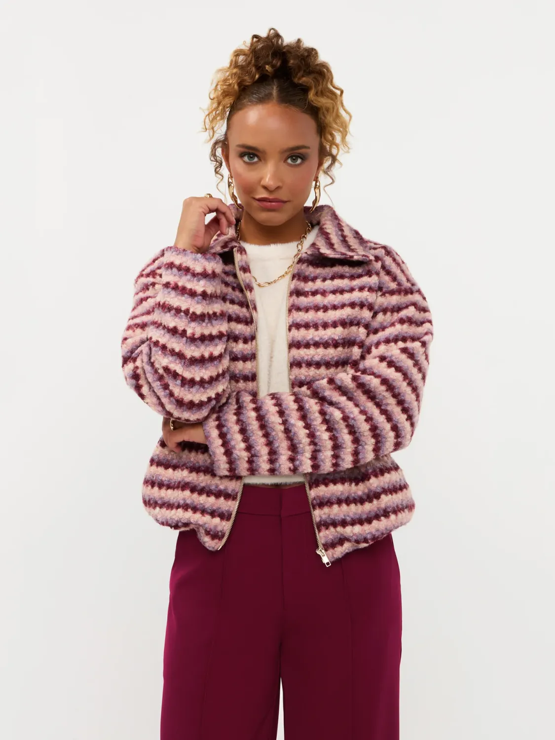 Evelina bomber jas - bordeaux multi