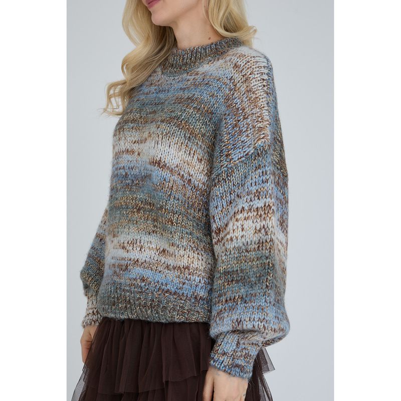 Glitta trui - bruin &amp; blauw melange