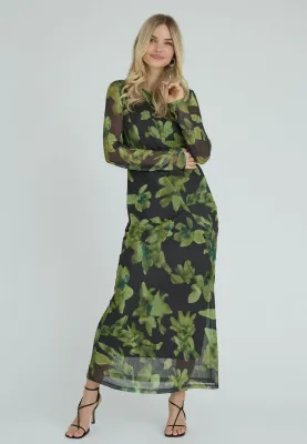 Florissa jurk - donkergrijs &amp; groen