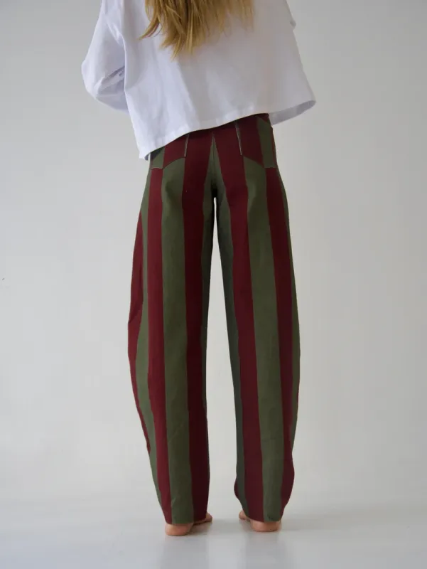 Clara barrel jeans - kaki &amp; bordeaux