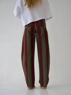 Clara barrel jeans - kaki &amp; bordeaux