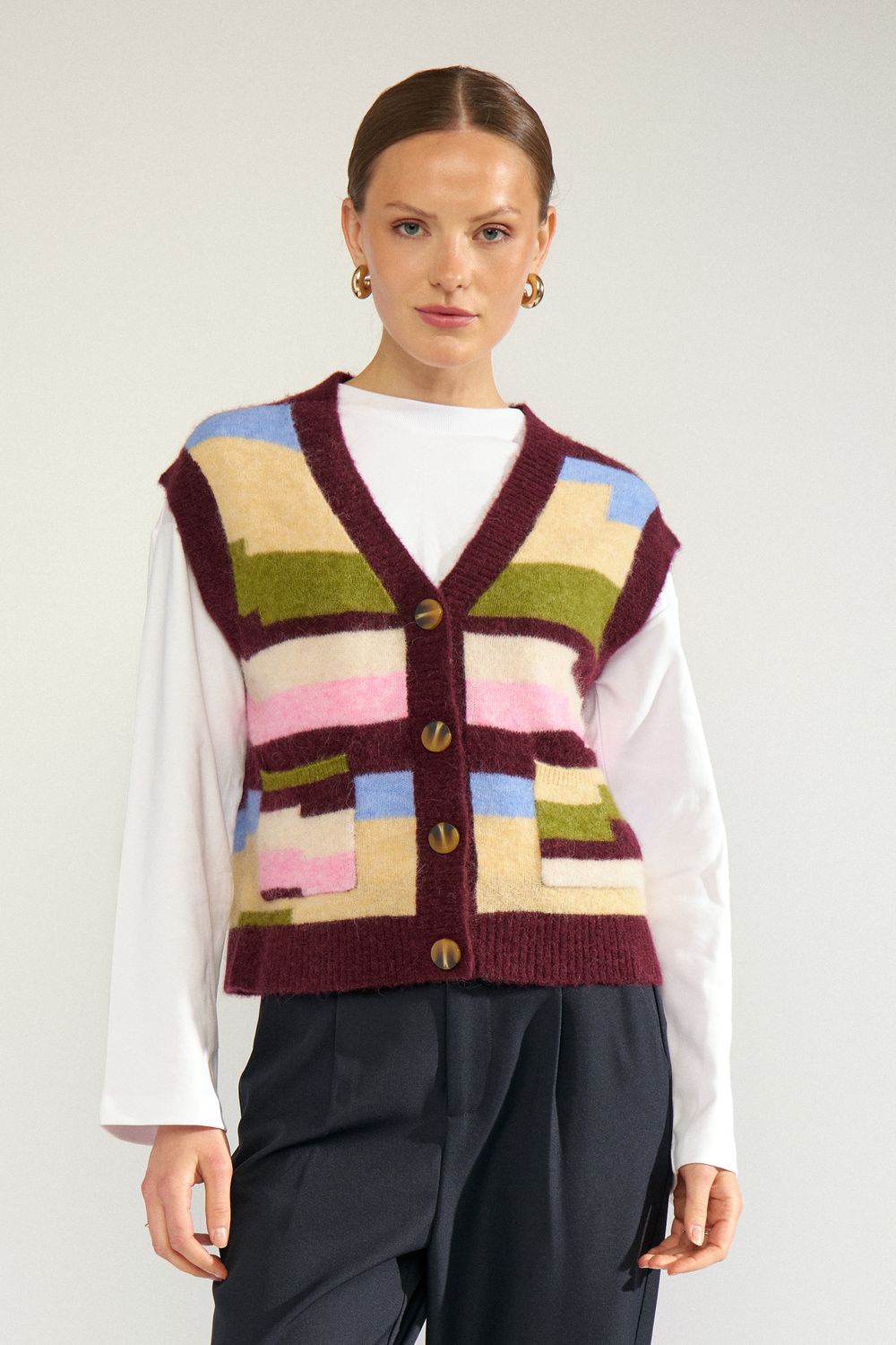 Pixel spencer - bordeaux multi