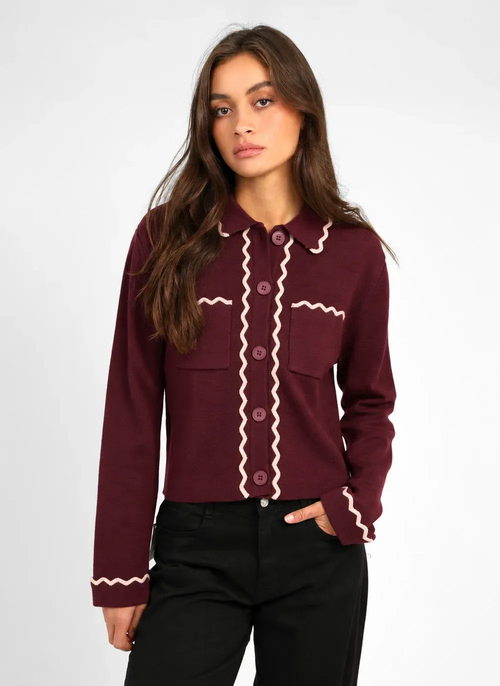 Valona vest - bordeaux &amp; ecru