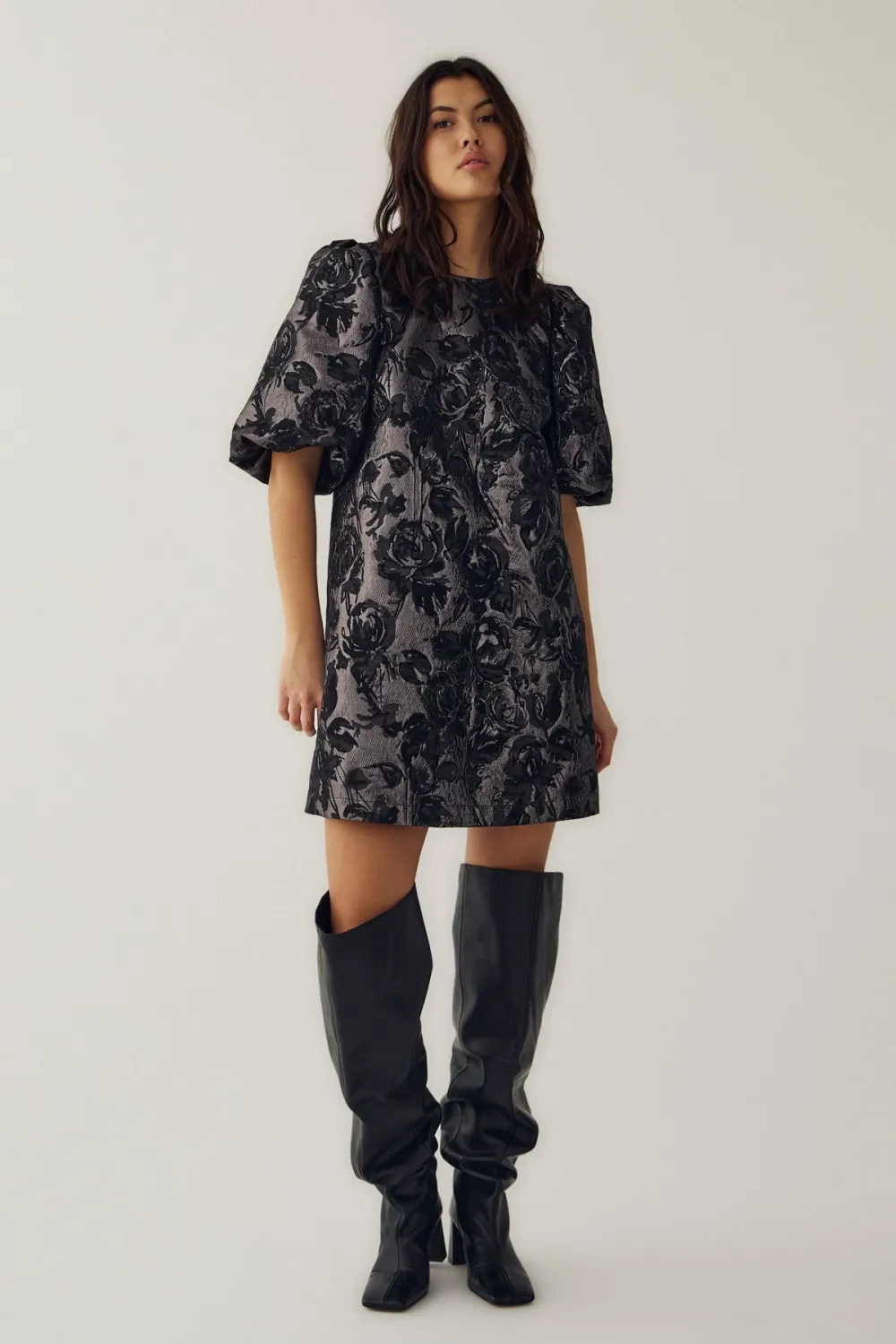 Pastice jurk - zwart jacquard
