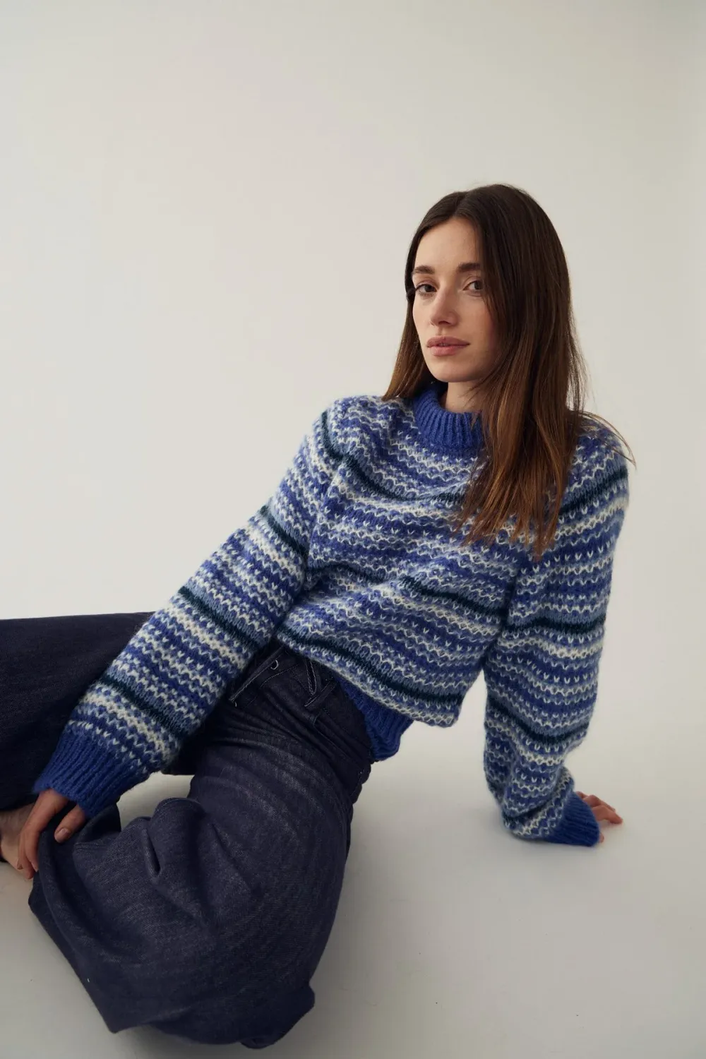 Marte trui - blauw &amp; wit