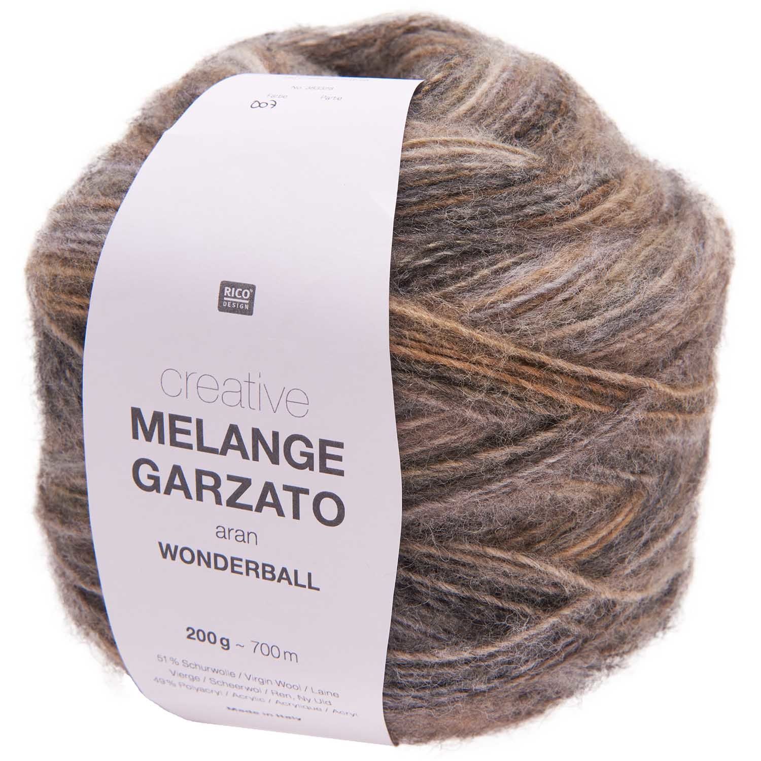 Rico Creative Melange Garzato Aran Wonderball, Kleur: Natuur 007